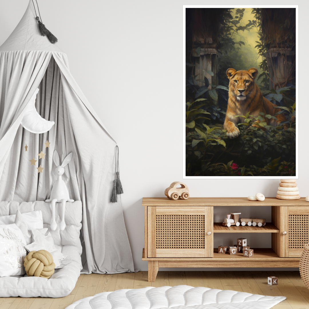 Resting in the Ruins - Lioness Canvas Painting - Image 3