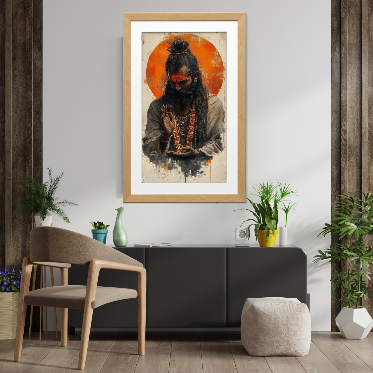 Sacred Aura: Spiritual Monk Blessing Painting - Image 4